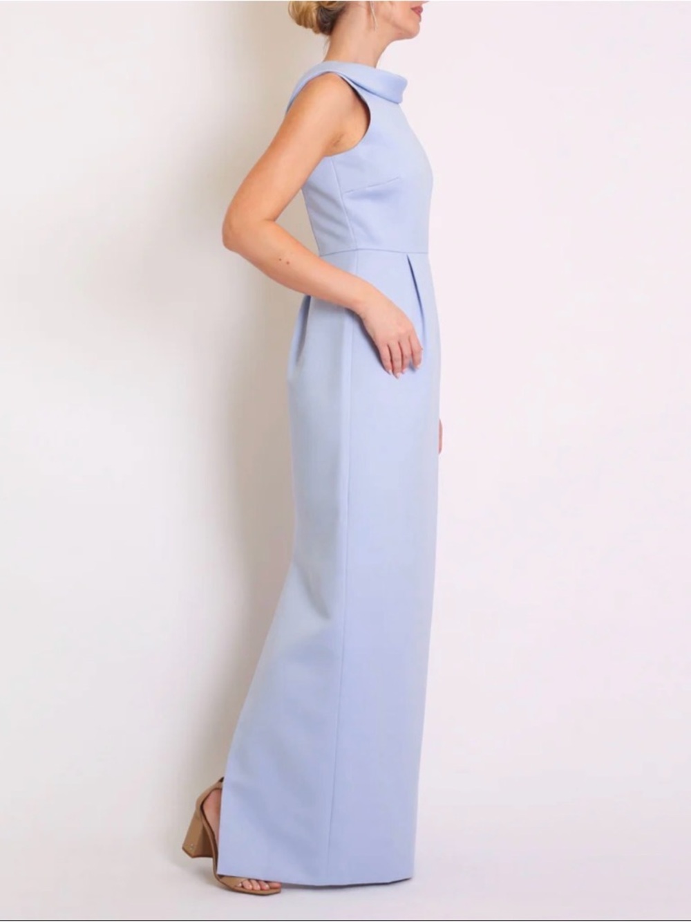 Camilyn Beth Amelia Matte Satin Maxi Dress in Light Blue — Women's Evening Gown - Picture 4 of 9